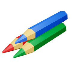 Colored pencils 3d education schools 3D illustration icon