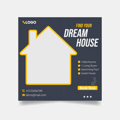 Real Estate Social Media Post Design. Real Estate or Home Sale Social Media Promotion