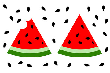 simple vector set 4 watermelon, water melon and seed