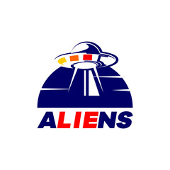 Simple bold alien spaceship vector graphic element