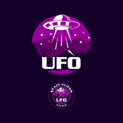 colorful alien spaceship ufo flat illustration design