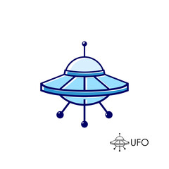 Simple cartoon spaceship UFO graphic design element