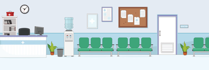 Cute and nice design of Doctor Waiting Room and interior objects vector design