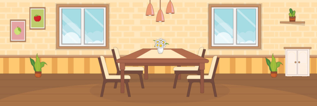 Cute and nice design of Dining Room and interior objects vector design