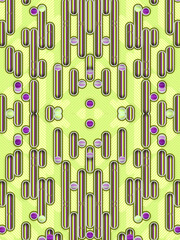 Yellow colored kaleidoscopic pattern of simple geometric shapes. 3d rendering modern digital illustration background