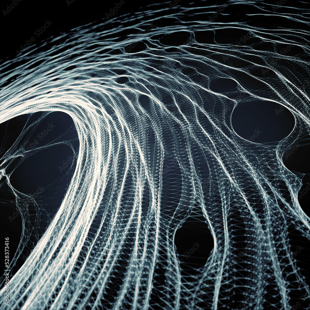 Poster smooth digital illustration of abstract organic web. geometric background. 3d rendering
