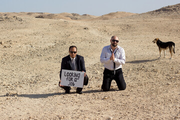 Businessmen lost their jobs, looking for work.
