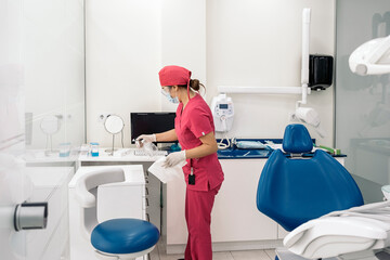 Female Dentist Cleaning Equipment