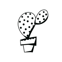 Cactus doodle outline. Element of the nature of plant. Vector hand draw icon. 