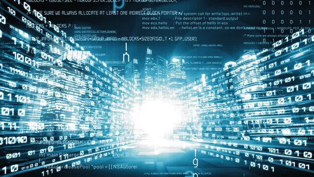 Software development, application programming code and tacit computer coding . Concept of smart digital transformation and technology disruption that changes global trends in new information era .