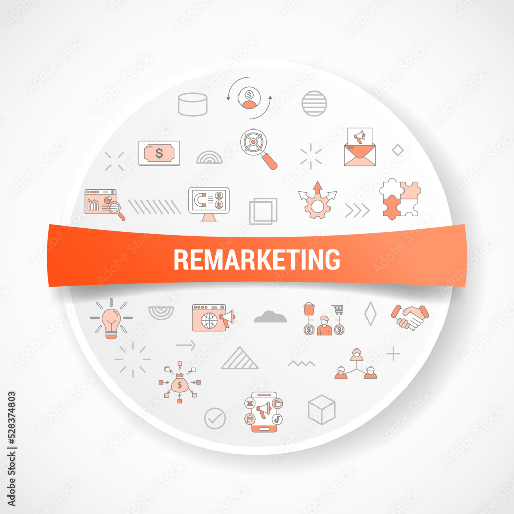 Poster remarketing concept with icon concept with round or circle shape for badge