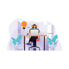 Female working on Business Ideas Illustration Concept
