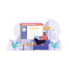 Women Checking Customer Feedback Illustration Concept