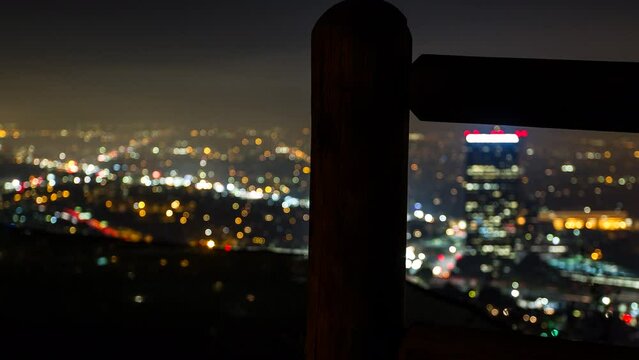 Time Lapse Lockdown Defocused Shot Of Illuminated City At Night - Los Angeles, California