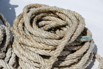 Ropes on the board of boat