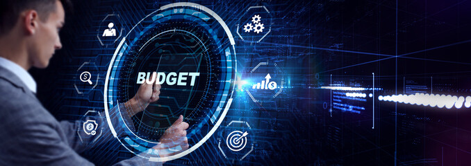 Budget planning business finance concept on virtual screen interface. Business, technology, internet and networking concept.