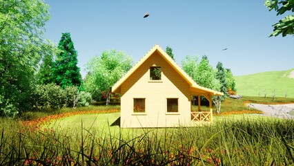 house in the grass