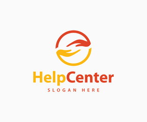 Help Center Logo. Help Hand Logo Template
