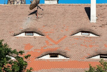 Attic Windows, Eyes of the City, Sibiu, Romania, Europe