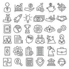 Vector set of Business line icons set. Contains such Icons as management, finance, strategy and more