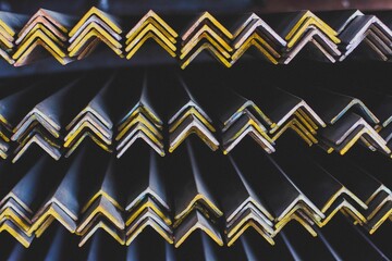 Frontal view of stainless steel angle bar rows