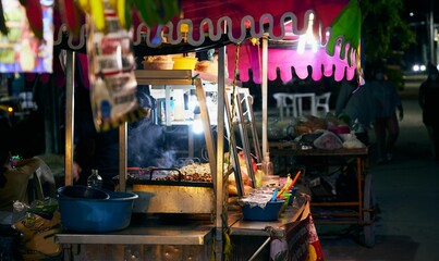 Small street food shop at night in Holbox during pandemic, Quintana Roo, Mexico