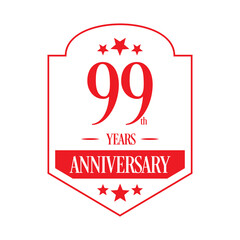 Luxury 99th years anniversary vector icon, logo. Graphic design element