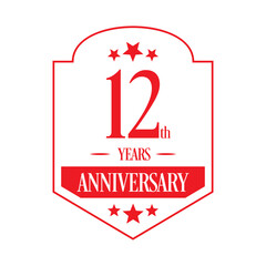 Luxury 12th years anniversary vector icon, logo. Graphic design element