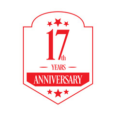 Luxury 17th years anniversary vector icon, logo. Graphic design element