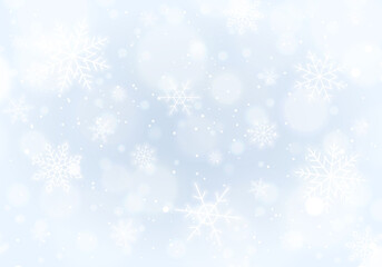 Naklejka na ściany i meble 雪の結晶が降る冬のベクターイラスト背景(xmas,snowflake,snowcrystal,holiday,art,winter)