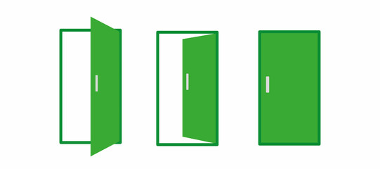 A set of icons for open, closed verification.The concept of logging in, logging out, registering, logging out. Door symbols isolated on white background