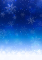 Fototapeta na wymiar 雪の結晶が降る冬の夜空のベクターイラスト背景(xmas,snowflake,snowcrystal,holiday,art)