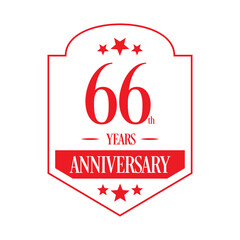 Luxury 66th years anniversary vector icon, logo. Graphic design element