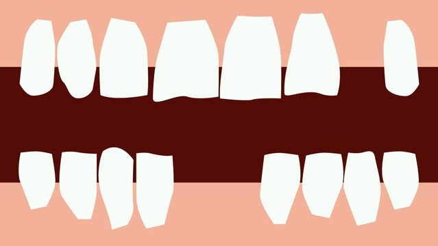 Toothless mouth. Teeth that tremble with cold or fear. Animated cartoon