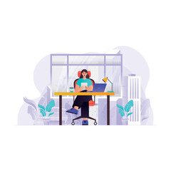 Female employee working in office