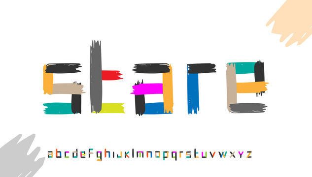 Paint brush calligraphy small alphabet letter logo design