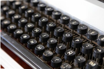 Closeup of a vintage typing machine
