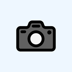 Camera icon in filled line style about user interface, use for website mobile app presentation
