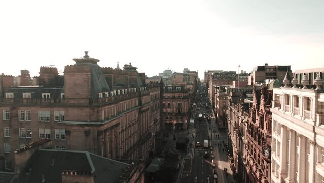 Aerial of Glasgow city on a sunny day