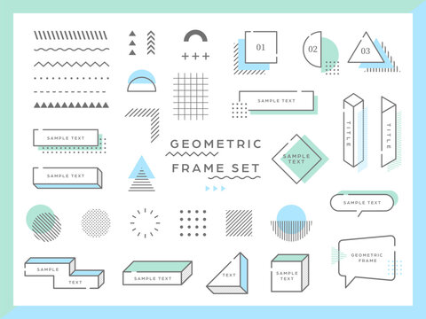 幾何学フレームセット　あしらい　吹き出し　Geometric shapes with abstract elements
