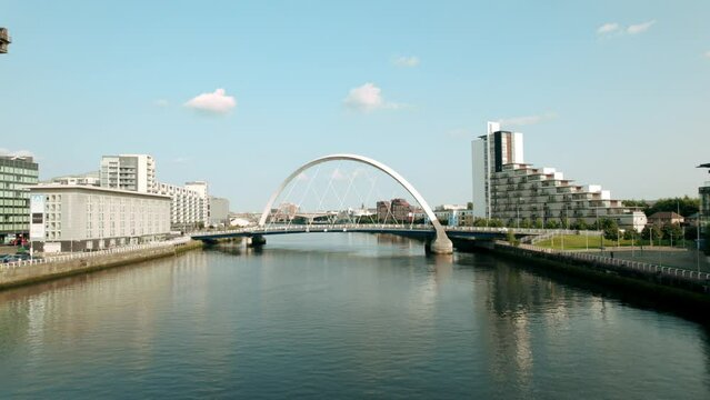 Clyde Arc Squinty Bridge on the River Clyde in Glasgow, Scotland