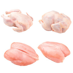 png Isolated whole raw chicken and breasts