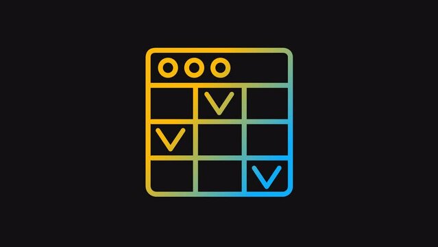 Animated schedule dark gradient icon. Prioritize work and goals. Tasks management software. Loop 4k video with alpha channel on transparent background. Outline motion graphic animation for night mode
