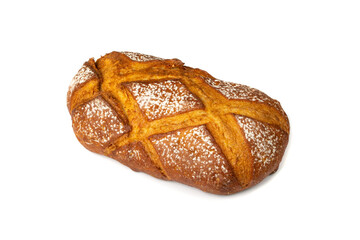 Freshly Baked Traditional Bread on Wooden Background
