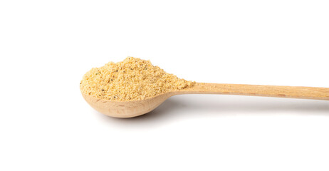Soup Powder Isolated, Powdered Broth in Wooden Spoon