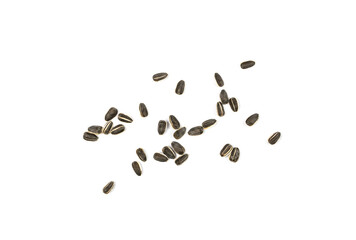 Sunflower Seeds Pile, Striped Raw Seeds Isolated Top View