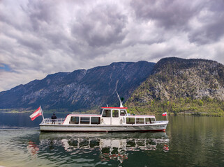 Lake crossing by boat on Lake Hallstetter