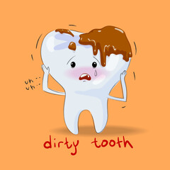 Vector dental care medical gum tooth icon in cartoon flat illustration.