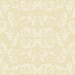 オーナメント模様の背景　正方形　クリーム