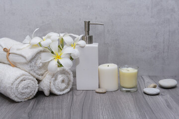 spa setting  on gray background 